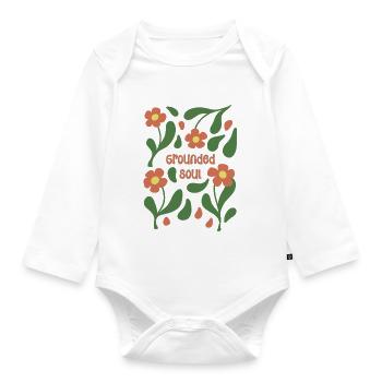 Grounded Soul Floral Pattern - Organic Longsleeve Baby Bodysuit - white - Front