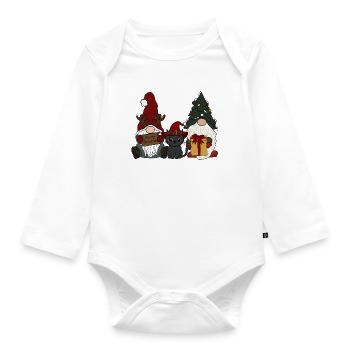 Wichtel mit Katze  - Baby Bio-Langarm-Body - Weiß - Vorne