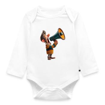 Cartoon Megaphone Speaker - Organic Longsleeve Baby Bodysuit - white - Front
