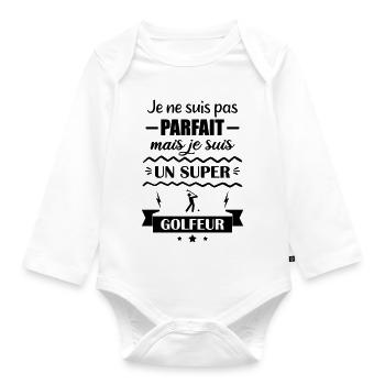 Super Golfer Passion Green Golf - Organic Longsleeve Baby Bodysuit - white - Front