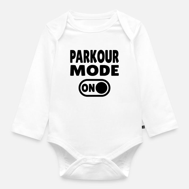 Mode Parkour activé - Body Bébé bio manches longues - blanc