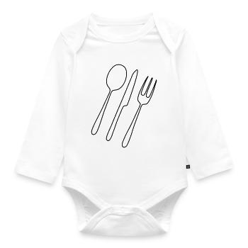 Cutlery Fork Spoon - Organic Longsleeve Baby Bodysuit - white - Front