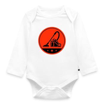 Staubsauger Putzen - Baby Bio-Langarm-Body - Weiß - Vorne