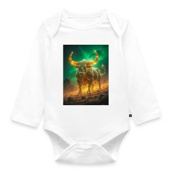 Celestial bull forged from starlight and eternal - Organic Longsleeve Baby Bodysuit - white - Front