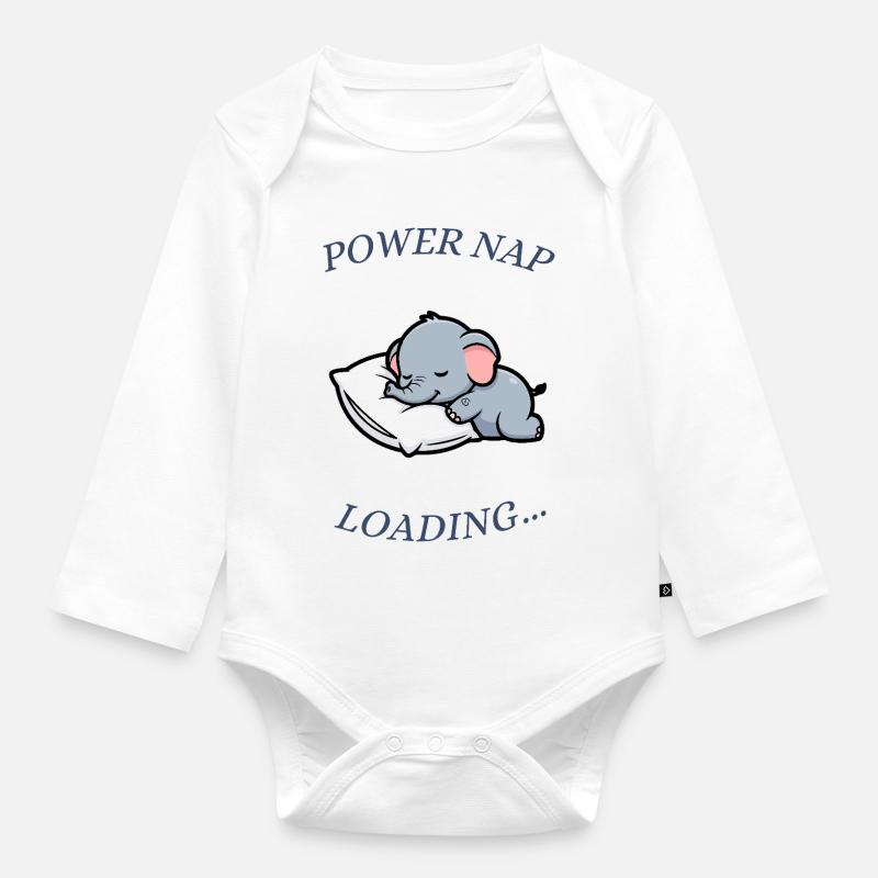 Schlafender Elefant - Baby Bio-Langarm-Body - Weiß