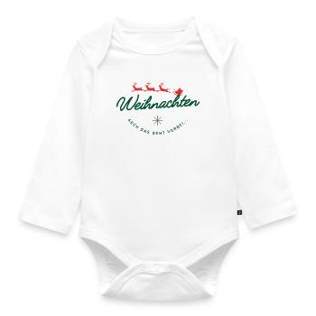 Christmas Passes Santa Sleigh Lettering - Organic Longsleeve Baby Bodysuit - white - Front