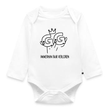 GG - Fair verloren | Lustiger Gamer Spruch - Baby Bio-Langarm-Body - Weiß - Vorne