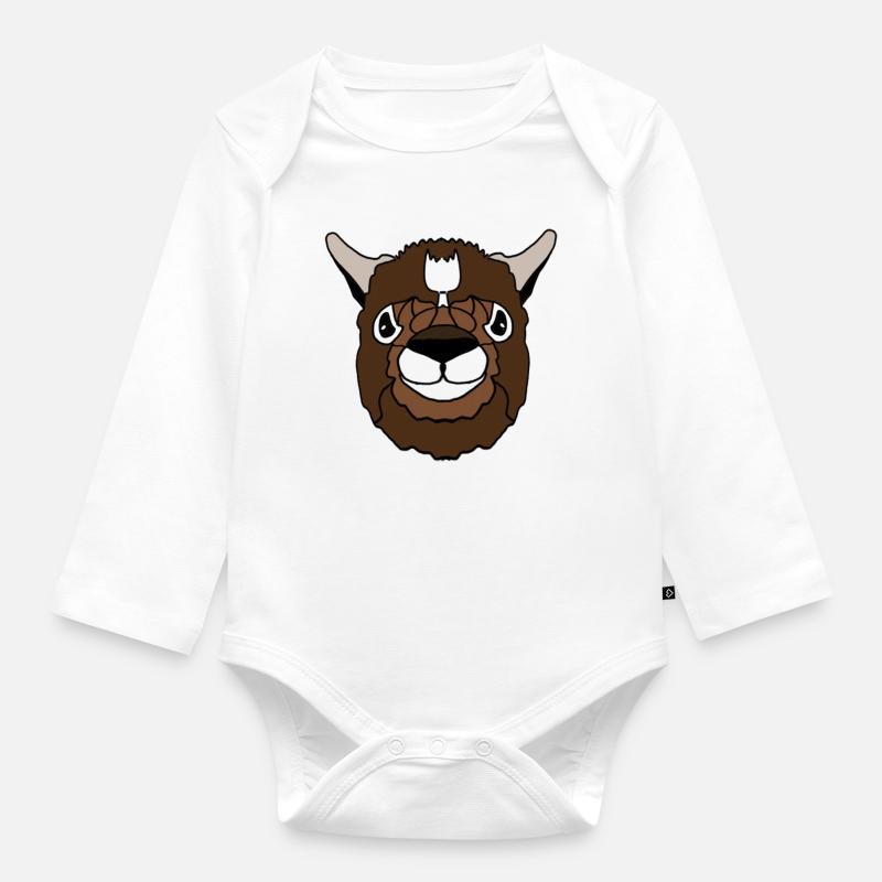 Tête de lama - Body Bébé bio manches longues - blanc