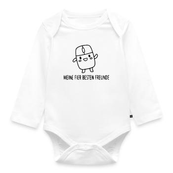 gamer-friends-mouse-buttons-funny-spruch_1 - Organic Longsleeve Baby Bodysuit - white - Front