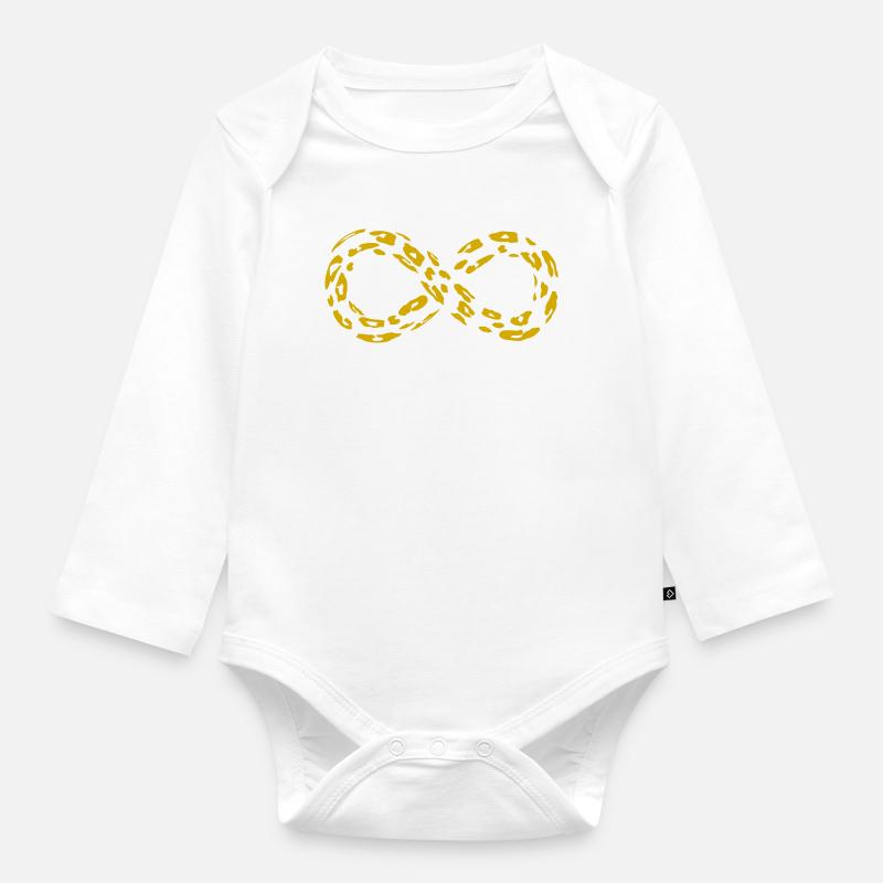 Leopard Infinity Loop (alternate) - Organic Longsleeve Baby Bodysuit - white
