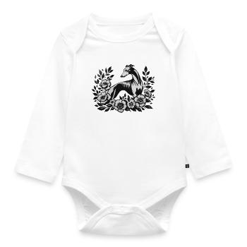 Galgo Stencil Art - Baby Bio-Langarm-Body - Weiß - Vorne