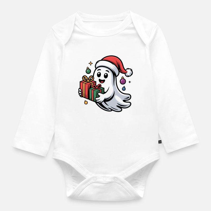 Weihnachtsgeist mit Geschenken - Baby Bio-Langarm-Body - Weiß