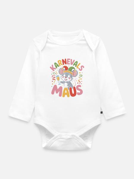 Karnevalsmaus Karneval Köln Kölner Karnevals Maus - Baby Bio-Langarm-Body - Weiß