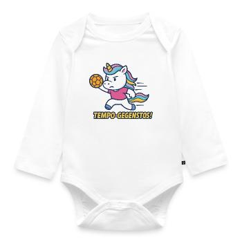 Speed Counter-Kick Unicorn Handball Attack - Organic Longsleeve Baby Bodysuit - white - Front