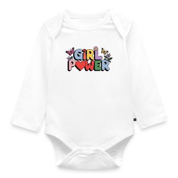 Girl Power Bloom Letters - Organic Longsleeve Baby Bodysuit - white - Front