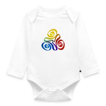 Regenbogen Dreieck Spirale - Baby Bio-Langarm-Body - Weiß - Vorne