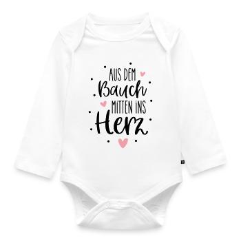 From the gut to the heart | Babies & Birth - Organic Longsleeve Baby Bodysuit - white - Front