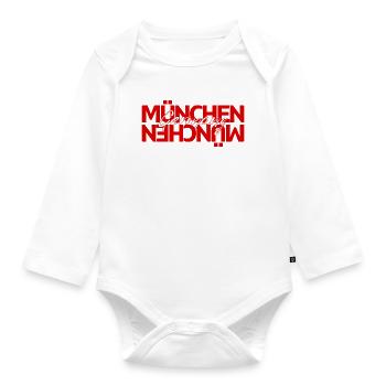 München Germany Script Overlay - Baby Bio-Langarm-Body - Weiß - Vorne