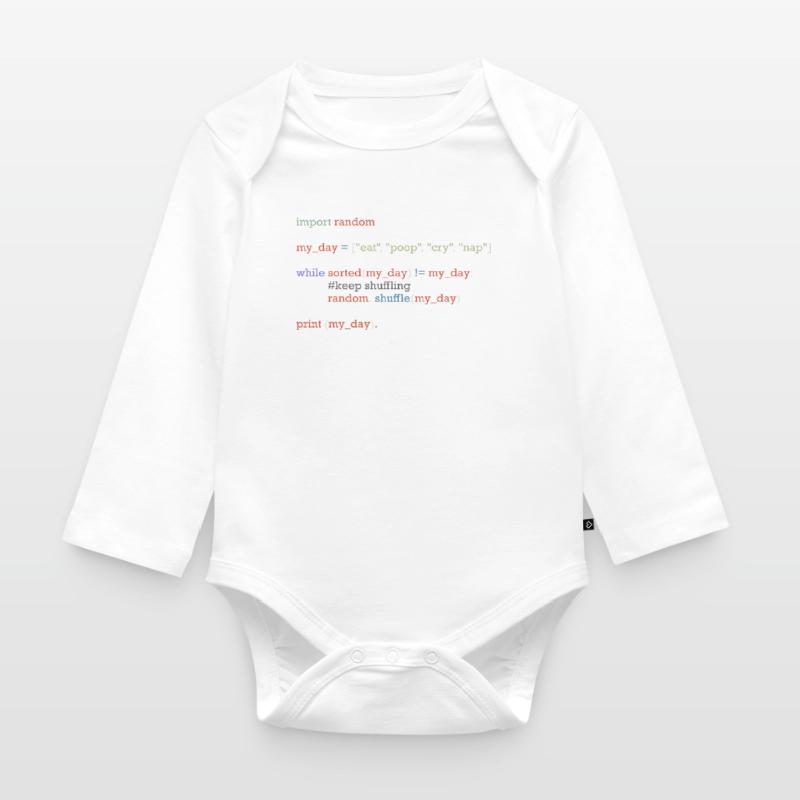 Funny python code about everyday life, baby Organic Longsleeve Baby Bodysuit