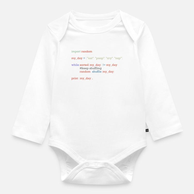 Drôle de code python sur la vie quotidienne, bébé - Body Bébé bio manches longues - blanc
