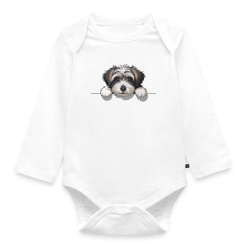 Hundeauge am Rand - Baby Bio-Langarm-Body - Weiß - Vorne