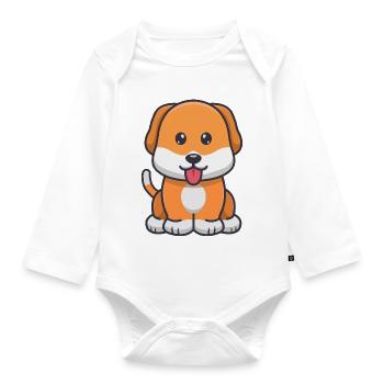 Cute dog - Organic Longsleeve Baby Bodysuit - white - Front