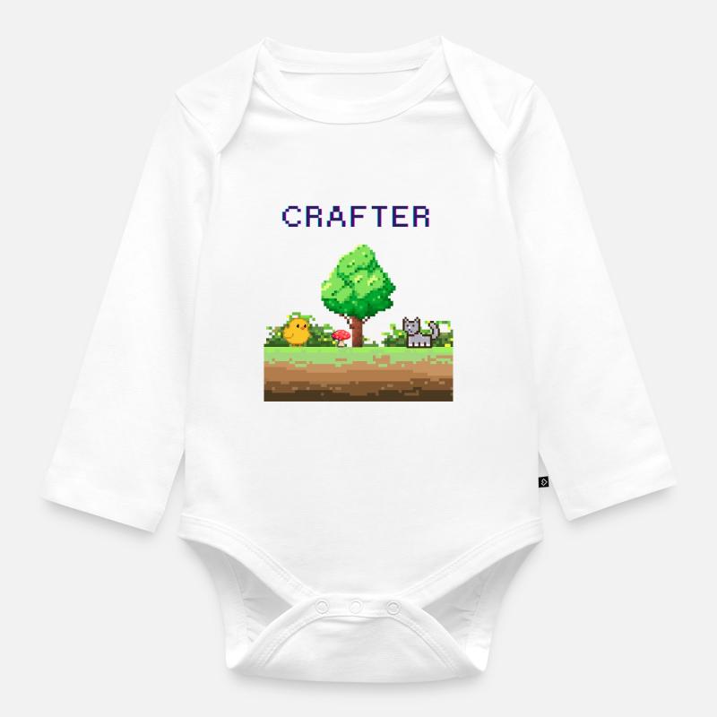 Pixel Crafter Waldabenteuer - Baby Bio-Langarm-Body - Weiß