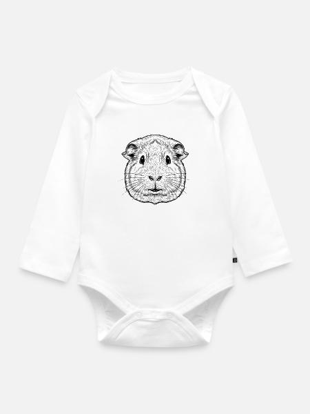 Meerschweinchen - Baby Bio-Langarm-Body - Weiß