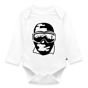 Ski goggles - Organic Longsleeve Baby Bodysuit - white - Front