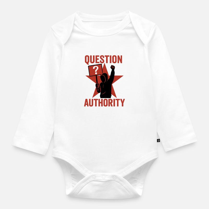 Question Power - Baby Bio-Langarm-Body - Weiß