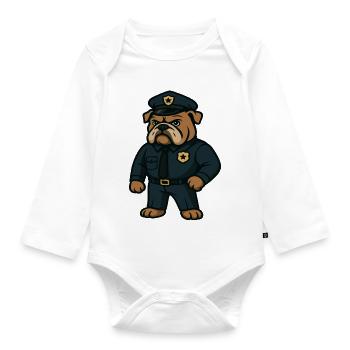 Police Bulldog Mascot Law Enforcement Design - Organic Longsleeve Baby Bodysuit - white - Front