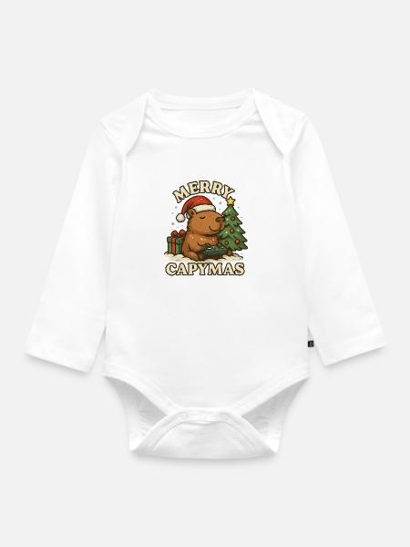 Merry Capymas – Cute Capybara Christmas 🎄
- Baby Bio-Langarm-Body - Weiß