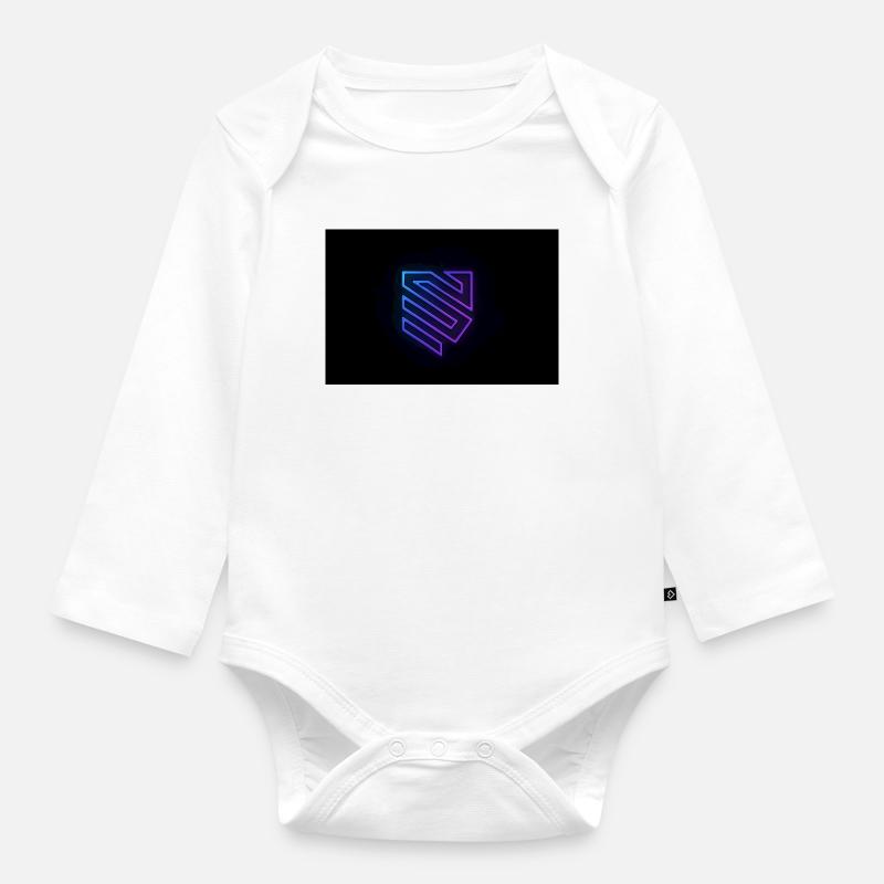 Neon Geometrie Logo Gradient - Baby Bio-Langarm-Body - Weiß