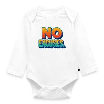 No Excuses Determination and Energy - Organic Longsleeve Baby Bodysuit - white - Front