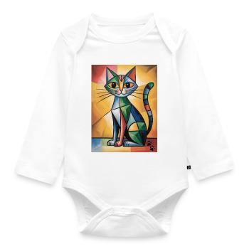 Cat Cubic - Body Bébé bio manches longues - blanc - Devant
