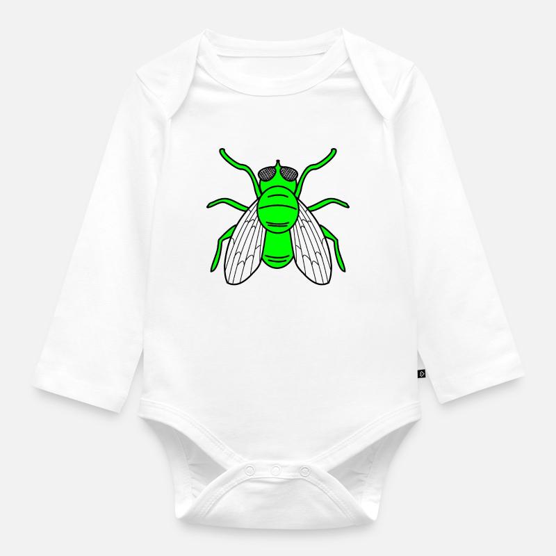 Fliege - Baby Bio-Langarm-Body - Weiß