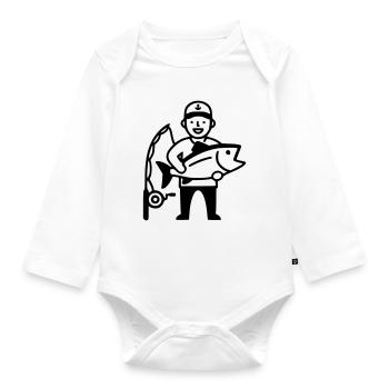 Fishing-proud-angler-big-catch-2 - Organic Longsleeve Baby Bodysuit - white - Front
