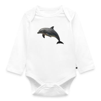 Dolphin in soft shades - Organic Longsleeve Baby Bodysuit - white - Front