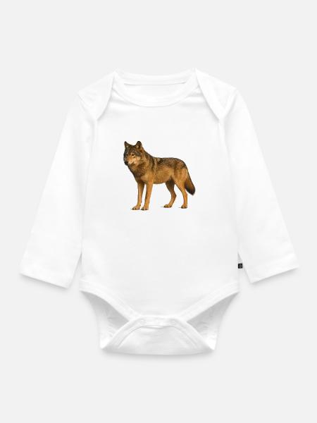 Wolf in der Wildnis - Baby Bio-Langarm-Body - Weiß