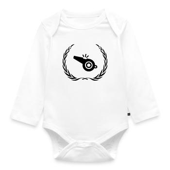 Trillerpfeife Pfeife Kranz - Baby Bio-Langarm-Body - Weiß - Vorne