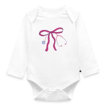 Nurse Stethoscope Knot - Organic Longsleeve Baby Bodysuit - white - Front