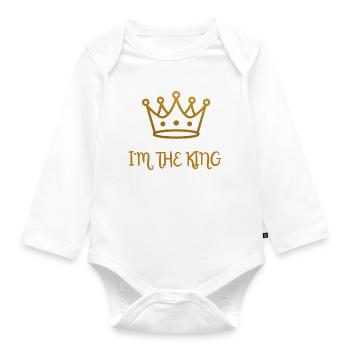 Golden Crown I'm the King - Organic Longsleeve Baby Bodysuit - white - Front