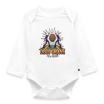 Disco Groove 70er Fever - Baby Bio-Langarm-Body - Weiß - Vorne