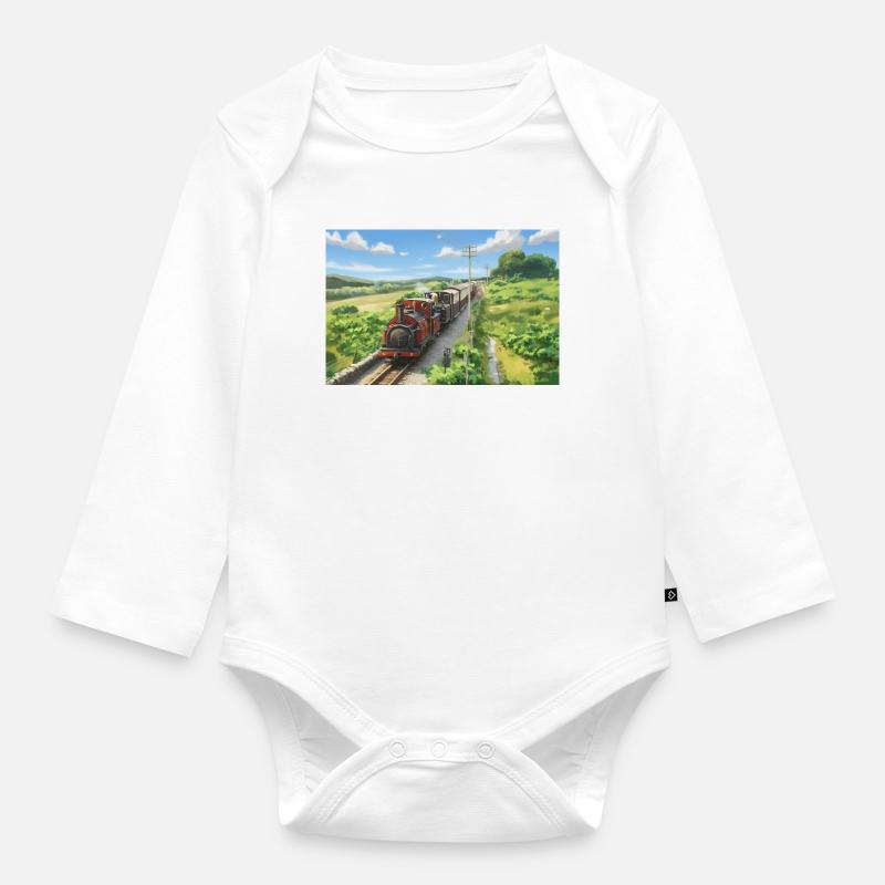 Dduallt Double Header - Organic Longsleeve Baby Bodysuit - white