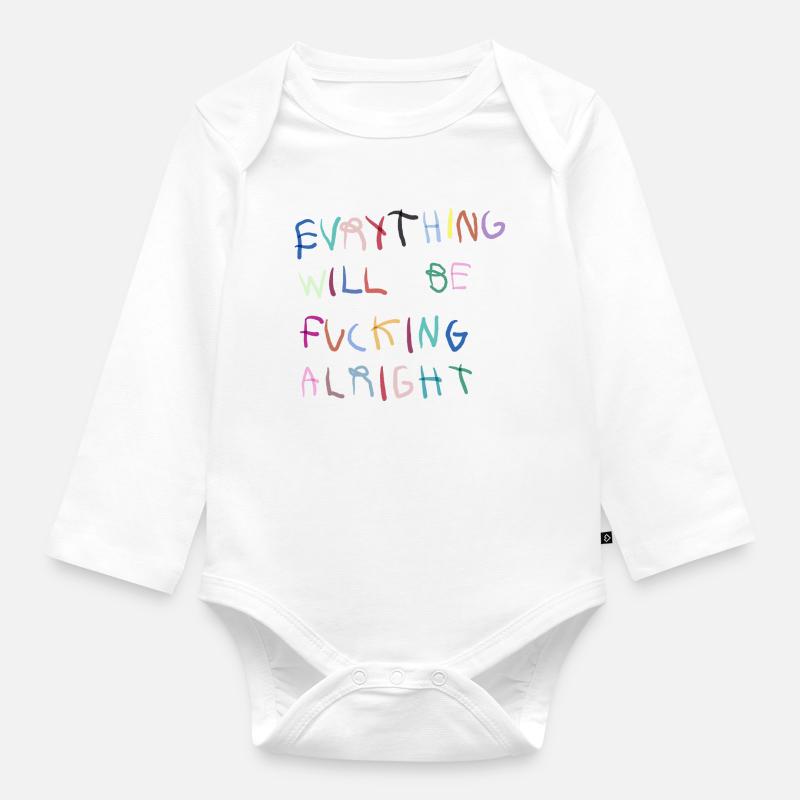 Everything will be alright bunt - Baby Bio-Langarm-Body - Weiß