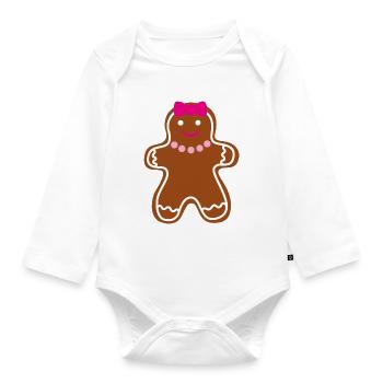 Keksfrau Lebkuchen Frau Weihnachten Advent - Baby Bio-Langarm-Body - Weiß - Vorne