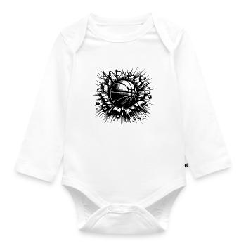 Basketball throw destroys a wall - Organic Longsleeve Baby Bodysuit - white - Front