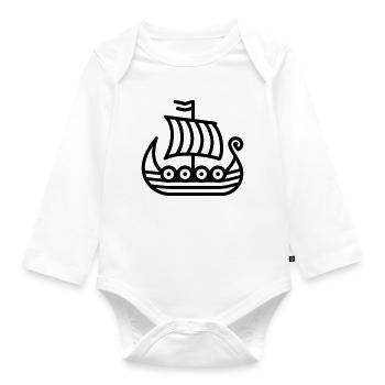 Wikingerschiff - Baby Bio-Langarm-Body - Weiß - Vorne