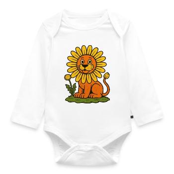 Sunflower Mane Lion - Organic Longsleeve Baby Bodysuit - white - Front