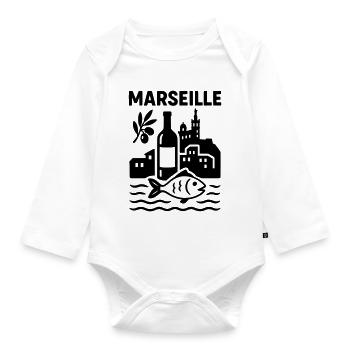 Marseille Silhouette - Organic Longsleeve Baby Bodysuit - white - Front